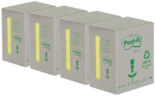 Post-it 6531B Haftnotiz Recycling Notes Mini Tower (38 x 51 mm, 80 g/qm) 100 Blatt 24 Block gelb von Post-it