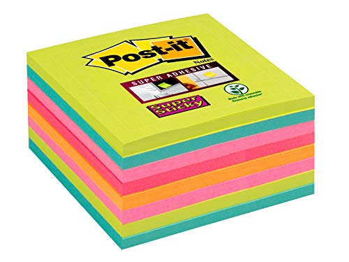 Post-it 654-8SS-RBW-EU Super Sticky Notes, 76 x 76 mm neongrün/türkis/neonpink/mohnrot/neonorange von Post-it