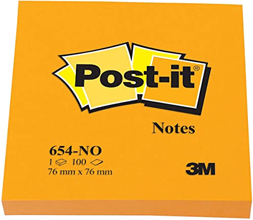 Post-it 654NOR Haftnotizen, 76 x 76 mm, neonorange von Post-it