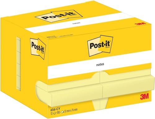 Post-it Sticky Notes, Gelb, Block à 100 Blatt, 51 mm x 76 mm - Für Notizen, To-Do-Listen & Erinnerungen von Post-it