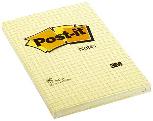 Post-it 662 Haftnotizen, 102 x 152 mm, kariert, gelb von Post-it