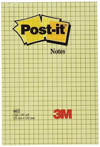 Post-it 662 Haftnotizen 6 Blöcke a 100 Blatt, gelb, kariert (102 x 152 mm) von Post-it