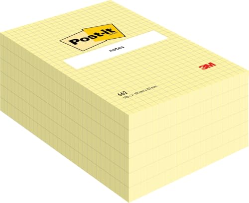 Post-it 662 Haftnotizen 6 Blöcke a 100 Blatt, gelb, kariert (102 x 152 mm) von Post-it