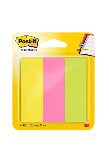 Post-it 671-3 Haftstreifen Page Marker breit, 25 x 76 mm, neonfarben, 3x100 Blatt von Post-it