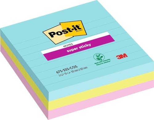 Post-it Super Sticky Notes im Großformat XL, Liniert, 3 Blöcke, 101 mm x 101 mm, 70 Blatt pro Block - Selbstklebende Notizzettel für Notizen, To-Do-Listen und Erinnerungen Post-it Super Sticky Notes im Großformat XL, Liniert, 3 Blöcke, 101 mm x 101 mm, 70 Blatt pro Block - Selbstklebende Notizzettel für Notizen, To-Do-Listen und Erinnerungen von Post-it