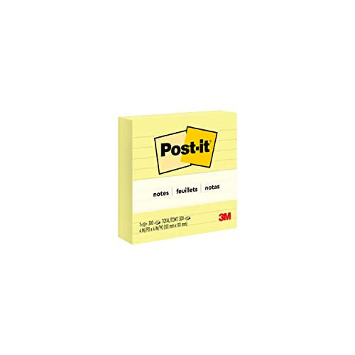 Post-it Notes im Großformat XL, Gelb, Liniert, 300 Blatt, 101 mm x 101 mm - Selbstklebende Notizzettel zum Notieren, für To-Do-Listen und als Erinnerung von Post-it