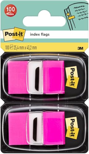 Post-it 680-BP2 Haftstreifen Index Standard, 2 x 50 Haftstreifen im Spender, 25,4 x 43,2 mm, pink von Post-it