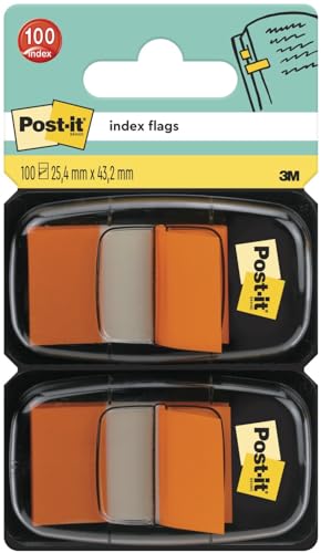 Post-it 680-OE2 Haftstreifen Index Standard, 2 x 50 Haftstreifen im Spender, 25,4 x 43,2 mm, orange von Post-it