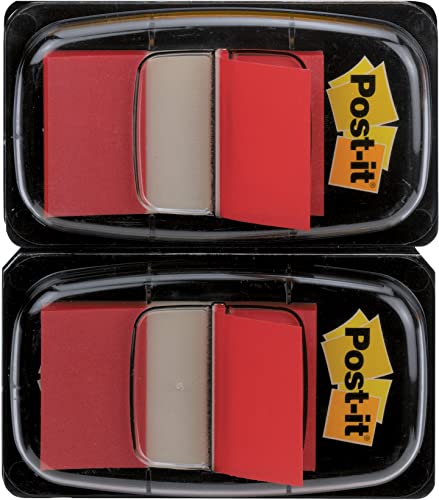 Post-it 680-RD2 Haftstreifen Index Standard, 2 x 50 Haftstreifen im Spender, 25,4 x 43,2 mm, rot von Post-it