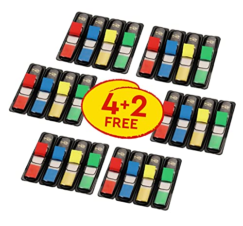Post-it 683-4+2 Index Mini Promotion (11,9 x 43,2 mm, 24 x 35 Haftstreifen) rot, blau, gelb, grün von Post-it