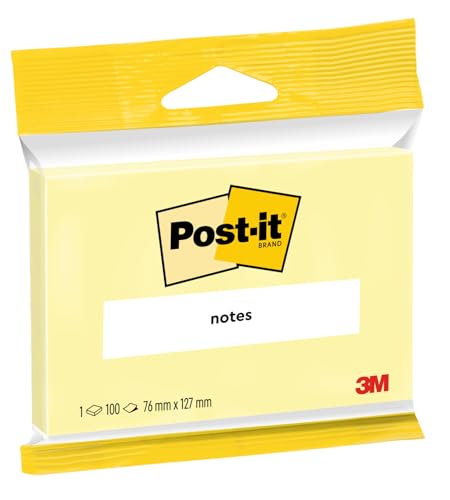 Post-it Notes, Gelb, 100 Blatt, 76 mm x 127 mm - Selbstklebende Notizzettel zum Notieren, für To-Do-Listen und als Erinnerung von Post-it