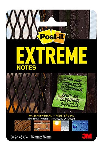 Post-it Extreme Notes Haftnotizen (76 x 76 mm) 3 Blöcke à 45 Klebezettel grün/orange/gelb von Post-it
