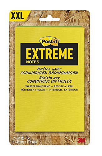 Post-it Extreme Notes - Selbstklebende Haftnotizzettel (in 114 x 171 mm) 2 Blöcke á 25 Blatt gelb/grün, orange/grün oder orange/gelb von Post-it