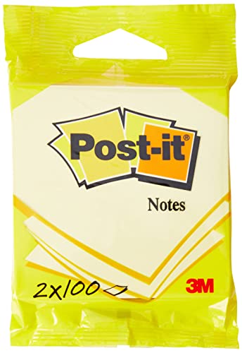 Post-it FFN23458 Haftnotiz Notes, 76 x 76 mm, 2 Blöcke a 100 Blatt, gelb von Post-it