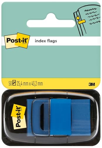Post-it Index Haftstreifen, 50 Haftstreifen (Blau) 25.4 mm x 43.2 mm - Markierungsstreifen für Dokumente und Notizen von Post-it