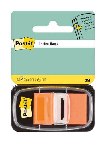 Post-it Index Haftstreifen, Standard, Orange, 50 Haftstreifen 25.4 mm x 43.2 mm - Markierungsstreifen für Dokumente und Notizen von Post-it