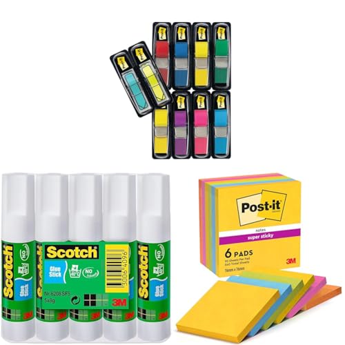 Post-it Index Small Flags, Vorteilspackung mit 8 Blöcken und 2 Pfeilblöcke GRATIS + Scotch Permanent Klebestift - 1 Packung mit 5 Klebesticks + Post-it Super Sticky Notes Carnival Collection Post-it Index Small Flags, Vorteilspackung mit 8 Blöcken und 2 Pfeilblöcke GRATIS + Scotch Permanent Klebestift - 1 Packung mit 5 Klebesticks + Post-it Super Sticky Notes Carnival Collection von Post-it