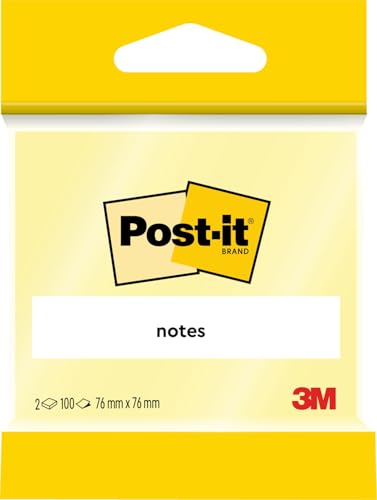 Post-it Notes, Gelb, 2 Blöcke, 76 mm x 76 mm, 100 Blatt pro Block - Selbstklebende Notizzettel zum Notieren, für To-Do-Listen und als Erinnerung Post-it Notes, Gelb, 2 Blöcke, 76 mm x 76 mm, 100 Blatt pro Block - Selbstklebende Notizzettel zum Notieren, für To-Do-Listen und als Erinnerung von Post-it