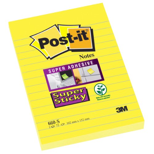 Post-it Notes Super Sticky 660-S 102x152 mm narzissengelb liniert Inh.75 Blatt von Post-it