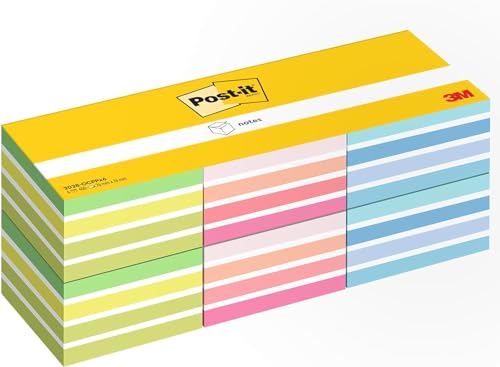 Post-it Notes Würfel, Verschiedene Farben, 6 Blöcke (76 mm x 76 mm) 450 Blatt pro Block - Selbstklebende Notizzettel für Notizen, To-Do-Listen und Erinnerungen von Post-it