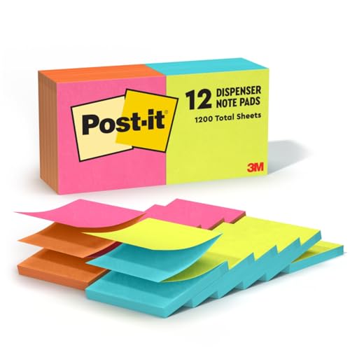 Post-it Pop-Up-Zettel, 7,6 x 7,6 cm, 12 Blöcke, Amerikas #1 Lieblings-Haftnotizen, abwechselnde Farben, Poptimistische Kollektion, sauber entfernbar, recycelbar (R330-N-ALT) von Post-it