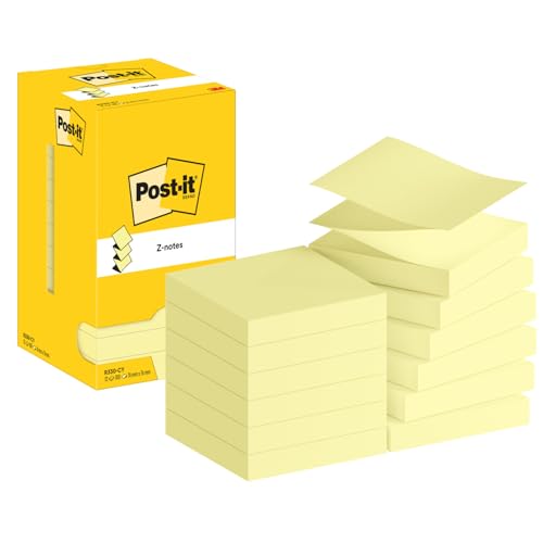 Post-it Sticky Z-Notes, Gelb, Block à 100 Blatt , 1 Blöck, 76 mm x 76 mm - Für Notizen, To-Do-Listen & Erinnerungen von Post-it