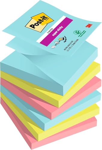 Post-it Super Sticky Z-Notes, Cosmic Collection, 76 mm x 76 mm, 6 Blöcke à 90 Blatt von Post-it