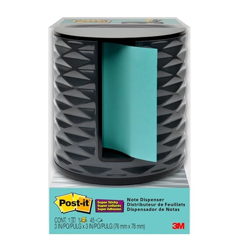 Post-it Notizspender, vertikal, schwarz mit grau (ABS-330-B) 7,6 x 7,6 cm von Post-it