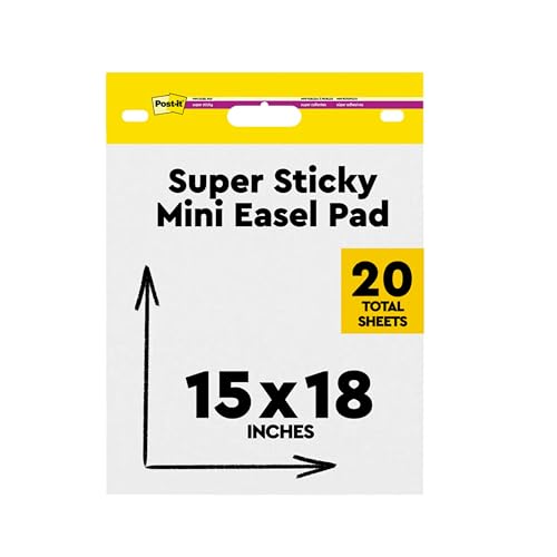 Post-it Super Sticky Selbsthaftendes Mini Meeting Chart/Flipchart Mini, Weiß, 38 cm x 45.7 cm, 20 Blättern - Selbstklebendes Flipchartpapier für Brainstormings überall von Post-it