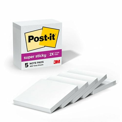 Post-it Super Sticky Notes, 7,6 x 7,6 cm 5 Pads weiß von Post-it