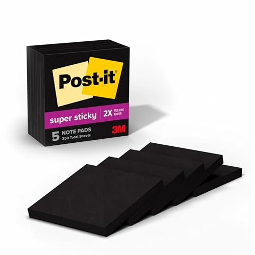 Post-it Super Sticky Notes, 7,6 x 7,6 cm lose Blätter 300 Sheets schwarz von Post-it