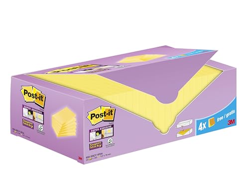 Post-it Super Sticky Notes, Gelb, 76 mm x 127 mm, 90 Blatt/Block, 24 Blöcke/Packung, Kartonverpackung von Post-it