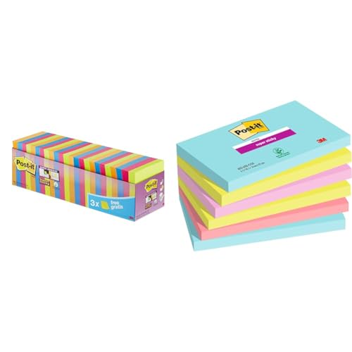 Post-it Super Sticky Notes, Packung mit 24 Blöcken, 90 Blatt pro Block & Super Sticky Notes Cosmic Collection, Packung mit 6 Blöcken Post-it Super Sticky Notes, Packung mit 24 Blöcken, 90 Blatt pro Block & Super Sticky Notes Cosmic Collection, Packung mit 6 Blöcken von Post-it