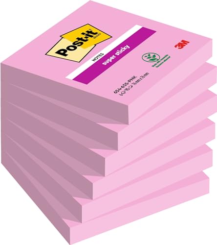 Post-it Super Sticky Notes Pink – 6 Blöcke (76 x 76 mm, 90 Blatt pro Block) – Extra stark klebend für Notizen, To-do-Listen & Erinnerungen Post-it Super Sticky Notes Pink – 6 Blöcke (76 x 76 mm, 90 Blatt pro Block) – Extra stark klebend für Notizen, To-do-Listen & Erinnerungen von Post-it
