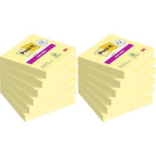 Post-it Super Sticky Notes Kanariengelb, Packung mit 6 Blöcken, 90 Blatt pro Block, 76 mm x 76 mm, Farbe: Gelb - Extra-stark klebende Notizzettel für Notizen, To-Do-Listen und Erinnerungen von Post-it
