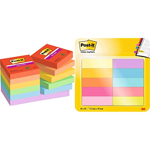 Post-it Super Sticky Notes Playful Collection, Packung mit 12 Blöcken, 90 Blatt pro Block, 47, 6 mm x 47, 6 mm, Rot, Orange, Gelb, Grün, Blau, Lila & Notes Marker, 10 Blöcken, 50 Marker pro Block Post-it Super Sticky Notes Playful Collection, Packung mit 12 Blöcken, 90 Blatt pro Block, 47, 6 mm x 47, 6 mm, Rot, Orange, Gelb, Grün, Blau, Lila & Notes Marker, 10 Blöcken, 50 Marker pro Block von Post-it