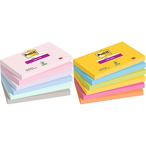 Post-it Super Sticky Notes Soulful Color Collection & Super Sticky Notes Carnival Collection, Packung mit 6 Blöcken von Post-it