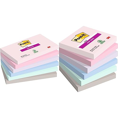 Post-it Super Sticky Notes Soulful Color Collection & Super Sticky Notizen, Soulful, Packung mit 6 Blöcken von Post-it