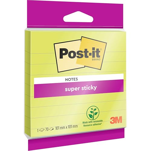 Post-it Super Sticky Notes im Großformat, Grün, Liniert, 70 Blatt, 101 mm x 101 mm - Extra-stark klebende Notizzettel für To-Do-Listen und Erinnerungen Post-it Super Sticky Notes im Großformat, Grün, Liniert, 70 Blatt, 101 mm x 101 mm - Extra-stark klebende Notizzettel für To-Do-Listen und Erinnerungen von Post-it