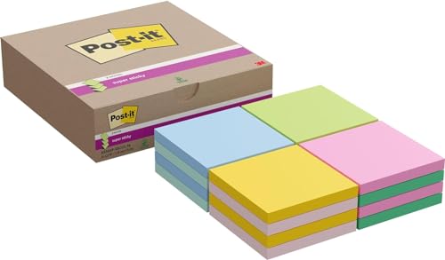 Post-it Super Sticky Z-Notes, Packung mit 16 Blöcken, 90 Blatt pro Block, 76 x 76 mm, Gelb, Blau, Grün, Pink - Extra-stark klebende Notizzettel für To-Do-Listen und Erinnerungen Post-it Super Sticky Z-Notes, Packung mit 16 Blöcken, 90 Blatt pro Block, 76 x 76 mm, Gelb, Blau, Grün, Pink - Extra-stark klebende Notizzettel für To-Do-Listen und Erinnerungen von Post-it