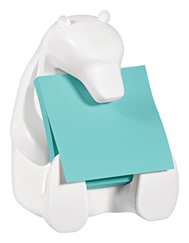 Post-it Dispenser Z-Notes Bear, inkl. 2 Blöcken Super Sticky Z-Notes, 90 Blatt pro Block, 76 mm x 76 mm, Farbe: Türkis - Für eine unkomplizierte Entnahme von Haftnotizen auf deinem Schreibtisch von Post-it