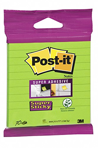 Post-it XL-SLL Post-it XL-SLL Haftnotiz Super Sticky Notes 100 x 100 mm, liniert, neongrün, 1 Block a 70 Blatt von Post-it