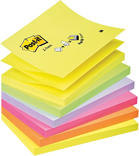 Post-it Z-Notes - 6er Pack, 6 Neonfarben, 127 x 76 mm, 100 Blatt/Block von Post-it