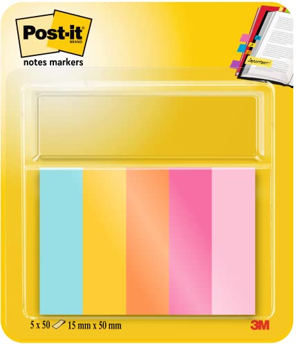 Post-it Marker, Beachside Collection, 12,7mm x 44,4mm, 5 x 50 Blatt, schmale Blöcke, 7100259442 von Post-it