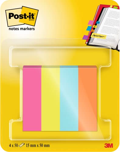 Post-it Page Marker, Poptimistic Collection, 12,7mm x 44,4mm, 4 x 50 Blatt, schmale Blöcke, Mehrfarbig, 7100259443 von Post-it