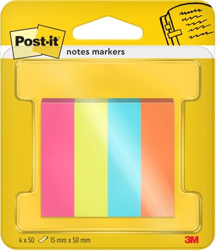 Post-it Page Marker, Poptimistic Collection, 12,7mm x 44,4mm, 4 x 50 Blatt, schmale Blöcke, Mehrfarbig, 7100259443 von Post-it