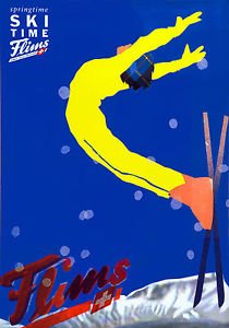 Flims – Schweiz – Vintage Ski-/Reiseposter, Papier/Fotopapier, Super A1 von Poster