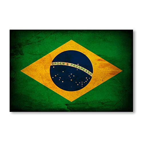 Postereck - 0296 - Vintage Flagge, Fahne Brasilien Brasília - Unterricht Klassenzimmer Schule Wandposter Fotoposter Bilder Wandbild Wandbilder - Poster - 3:2-91,0 cm x 61,0 cm von Postereck