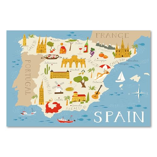 Postereck - 3363 - Spanien Karte, Kinder Kinderzimmer Meer Bunt - Kinder Kinderzimmer Kinderbild Wandposter Fotoposter Bilder Wandbild Wandbilder - Poster - 3:2-91,0 cm x 61,0 cm Postereck - 3363 - Spanien Karte, Kinder Kinderzimmer Meer Bunt - Kinder Kinderzimmer Kinderbild Wandposter Fotoposter Bilder Wandbild Wandbilder - Poster - 3:2-91,0 cm x 61,0 cm von Postereck