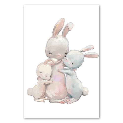 Postereck - 3643 - Süßes Hasen Poster Kinderzimmer | Hasen Mutter & Hasen Kind |Kinderzimmer Deko für Jungen und Mädchen | Hasen Kinderbild Wandposter - Poster - 3:2-30,0 cm x 20,0 cm von Postereck